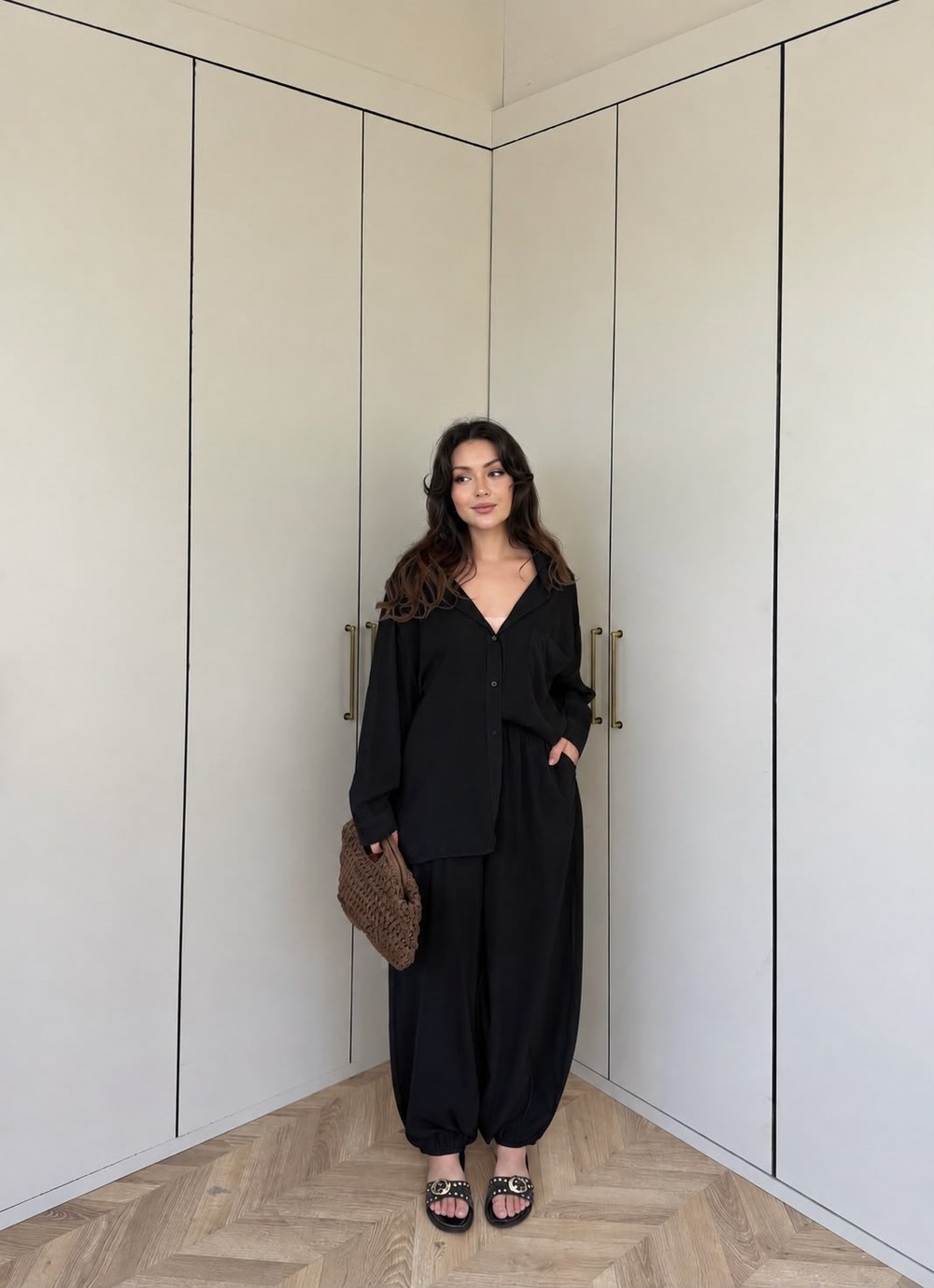 HR-1048H&R ButikLewi Ön Düğmeli Takım Siyah