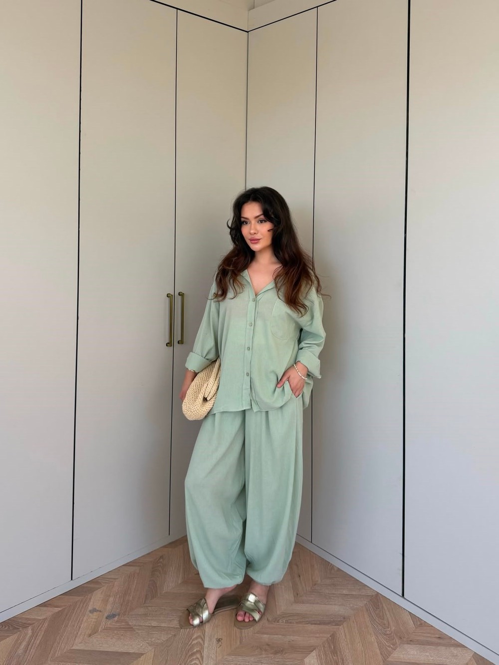 HR-1048H&R ButikLewi Ön Düğmeli Takım Yeşil