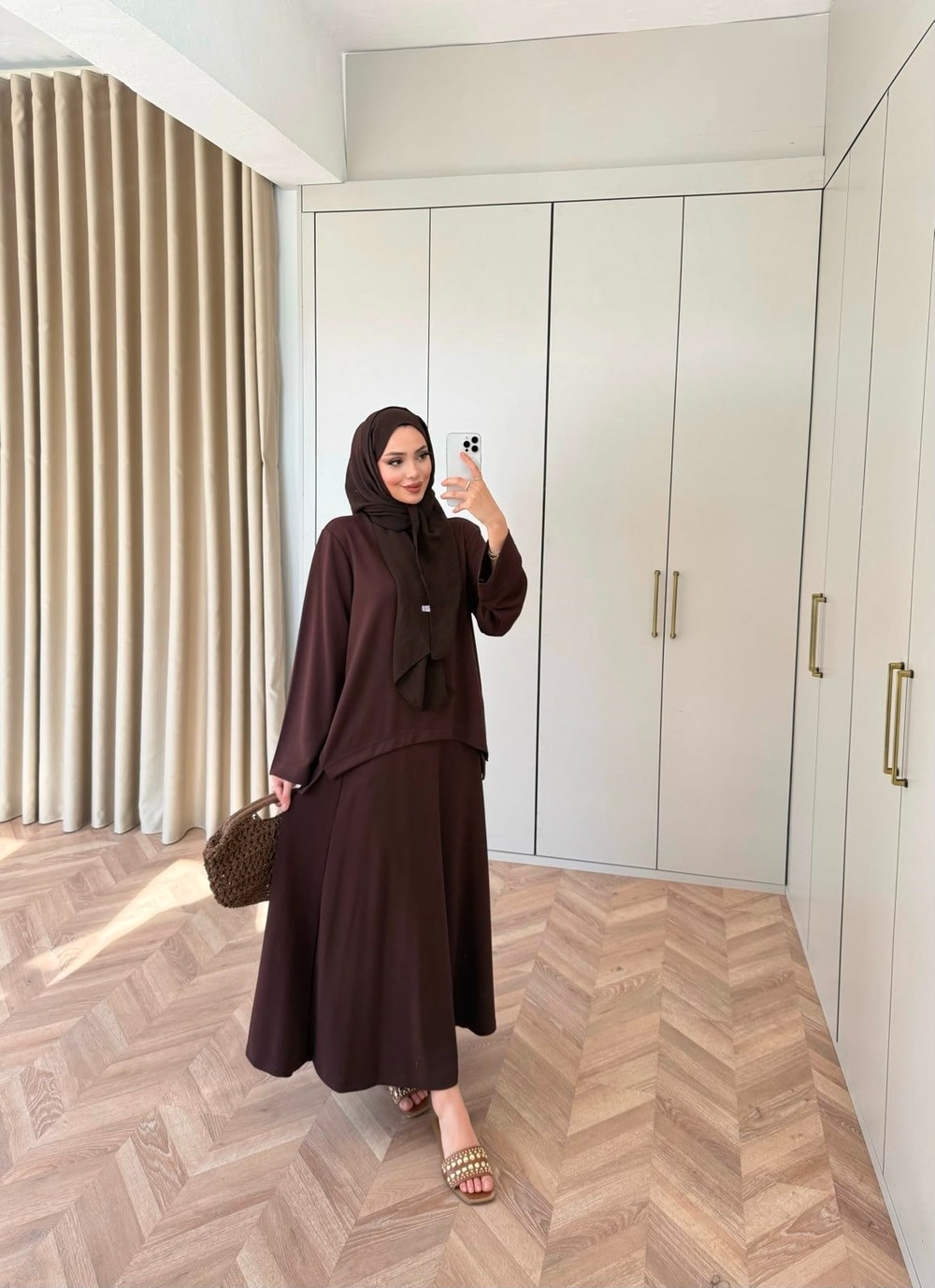 HR-0919H&R ButikMb - Fiyve Oysh Etekli Takım Acı Kahve