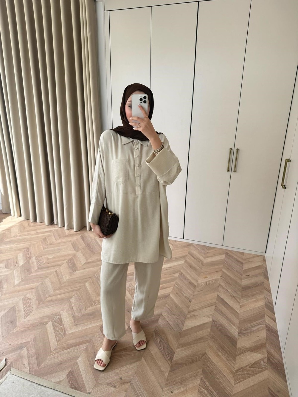HR-0678H&R ButikMB - Hace Keten Takım Bej