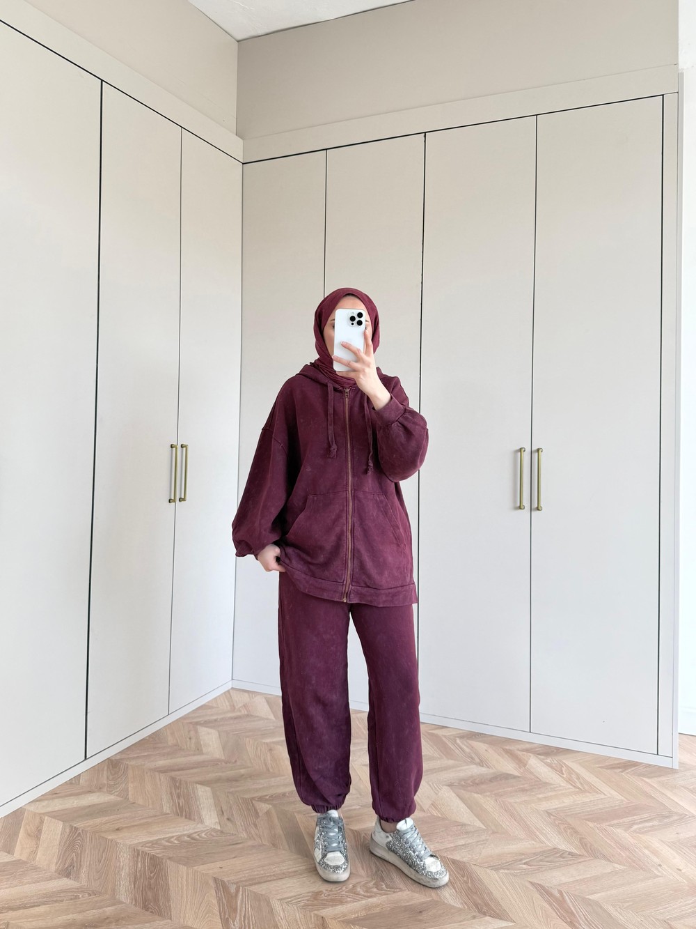 TAKM-2098H&R ButikMB-Yıkamalı Fermuarlı Takım Bordo