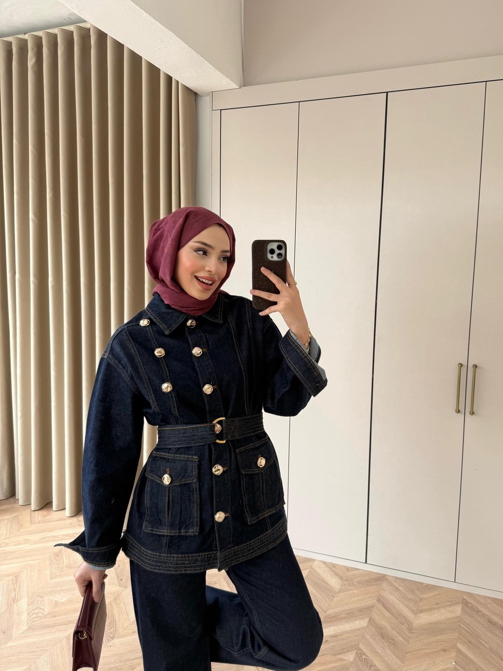 HR-0084H&R ButikMT-Moza Düğmeli Kot Takım