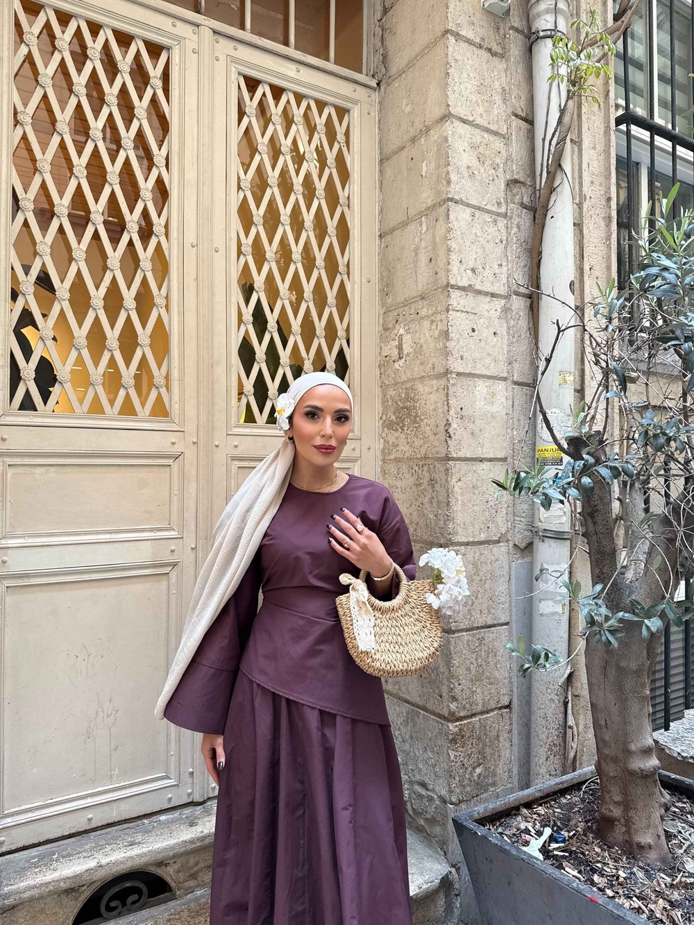 HR-0720H&R ButikPol- Yasn Etekli Takım Mürdüm