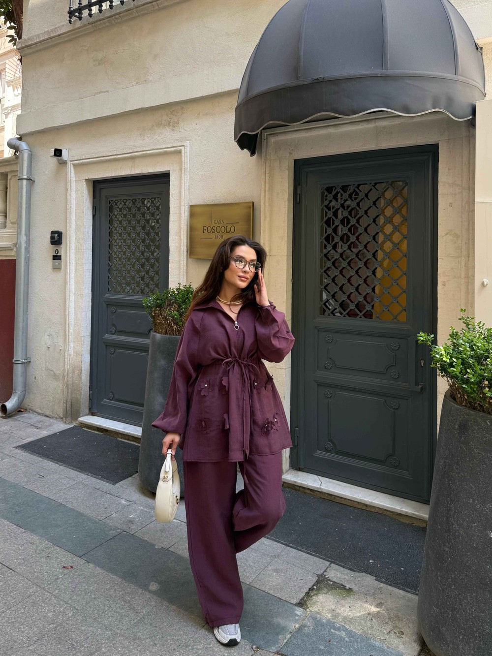HR-0652H&R ButikPW- Çiçek Desen Modal Takım Bordo