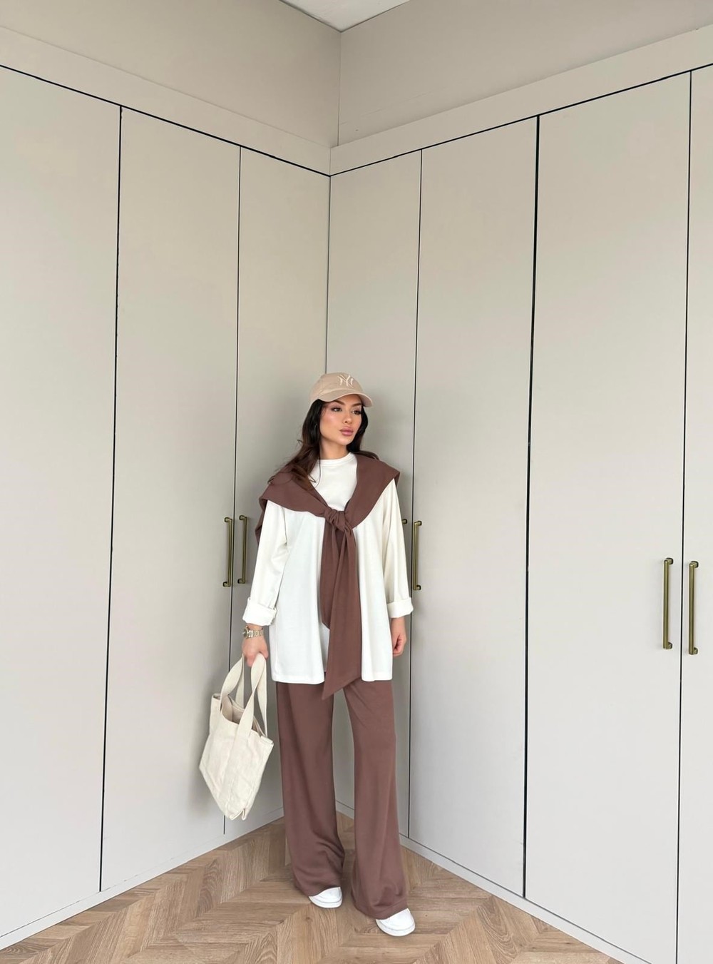 HR-0471H&R ButikPW- Nisal Atkılı Oysh Takım Kahve