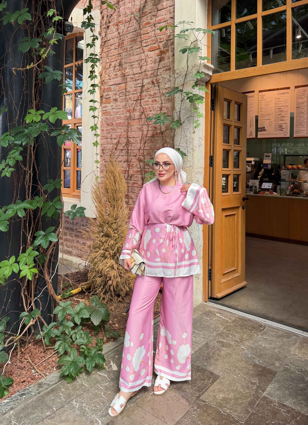 HR-1218H&R ButikPw- Nugül Etnik Desenli Takım Pembe