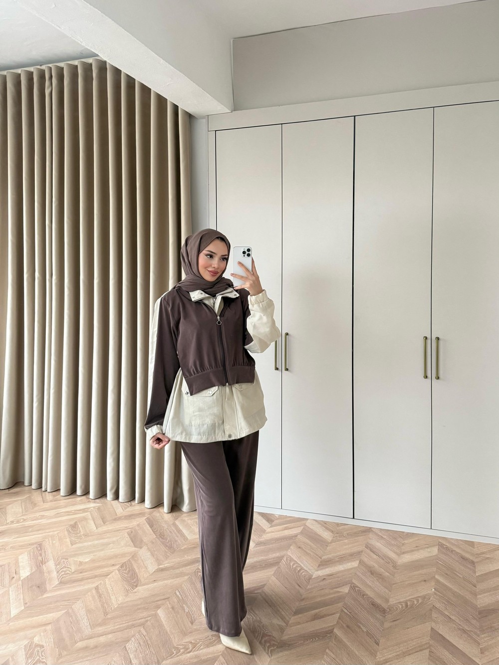 HR-0046H&R ButikPW-Saye Oysh Takım Kahve Bej