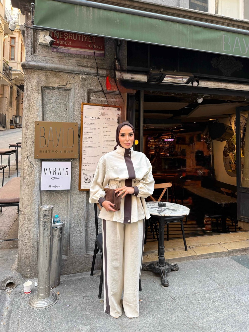 HR-0630H&R ButikPW- Sidra Çift Renk Takım Taş Kahve