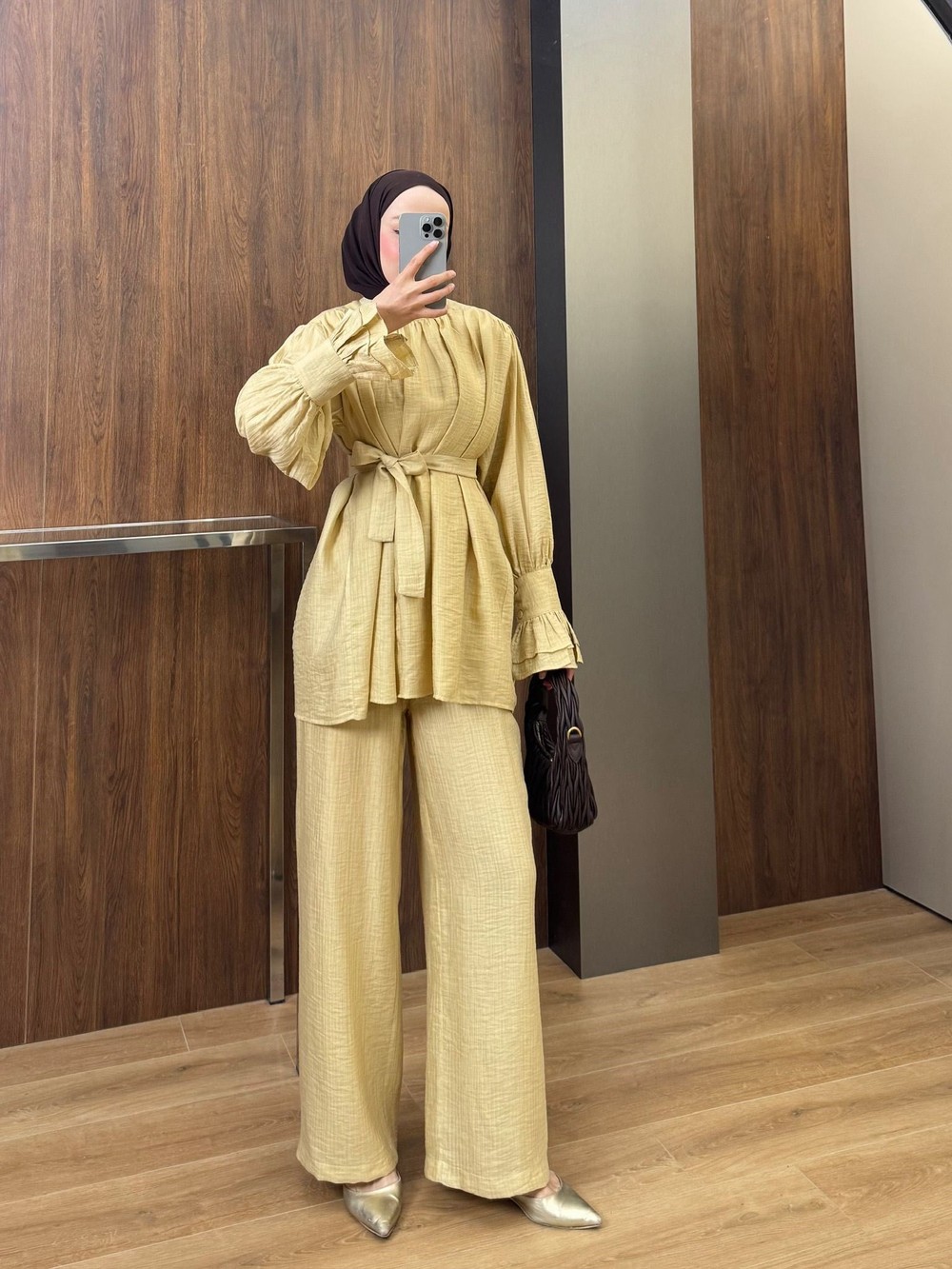 HR-0724H&R ButikQas- Eba Kol Detaylı Takım Camel