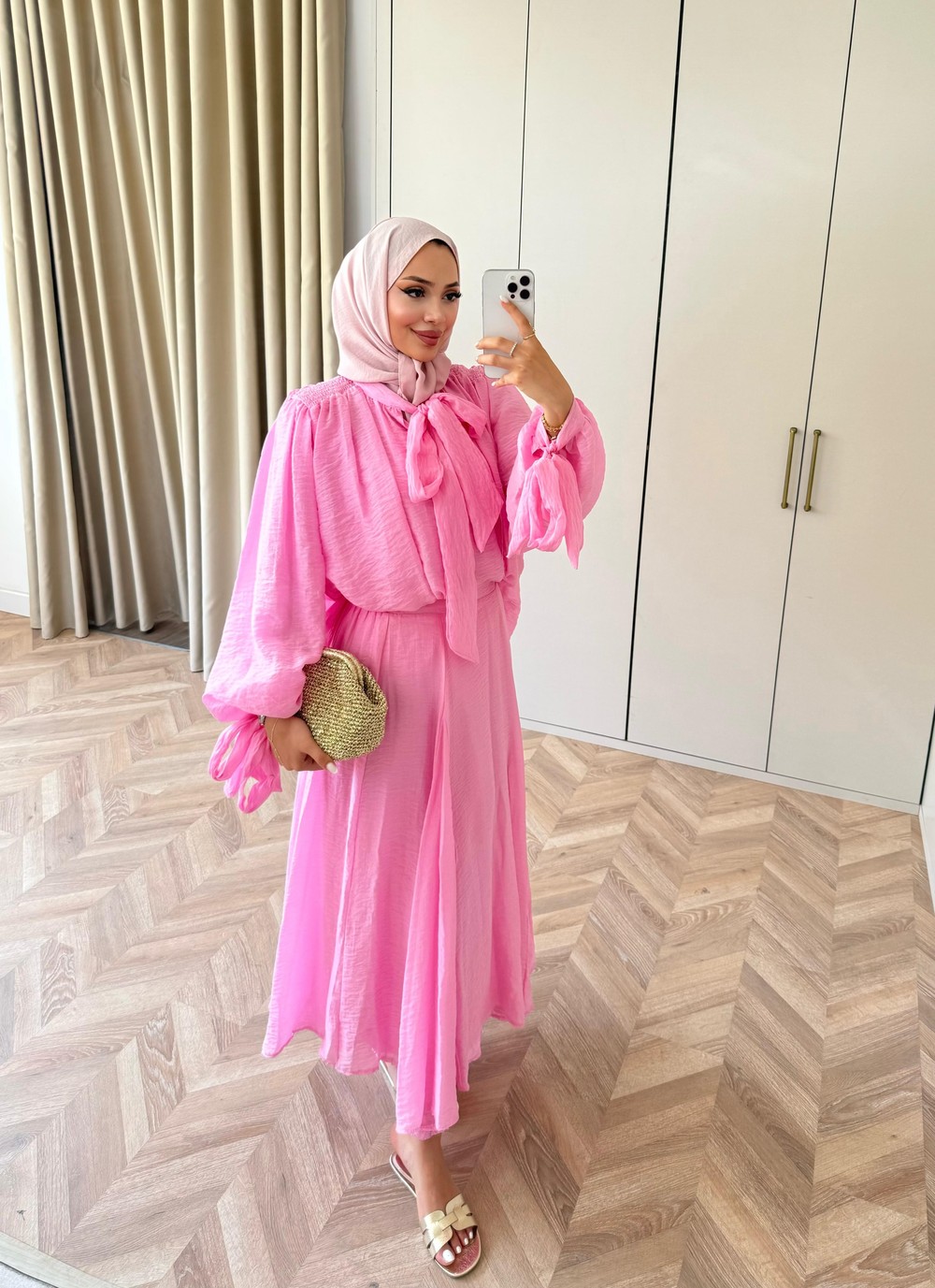 HR-1249H&R ButikQu- Seval Modal Etekli Takım Pembe