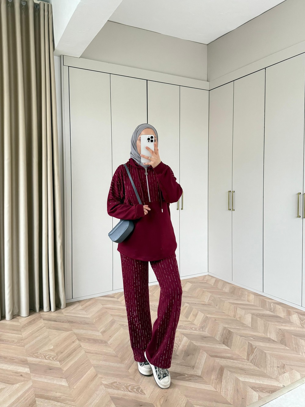 TKM-1989H&R ButikTaşlı Oysh Takım Bordo