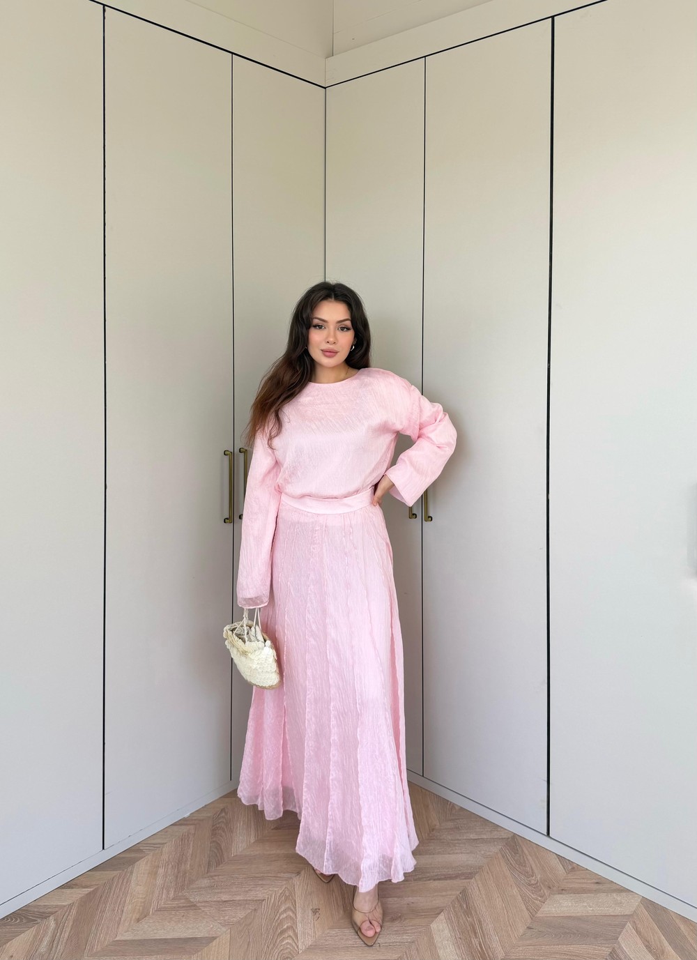 HR-1339H&R ButikTb - 3347 Eylül vual Etekli Takım Pembe