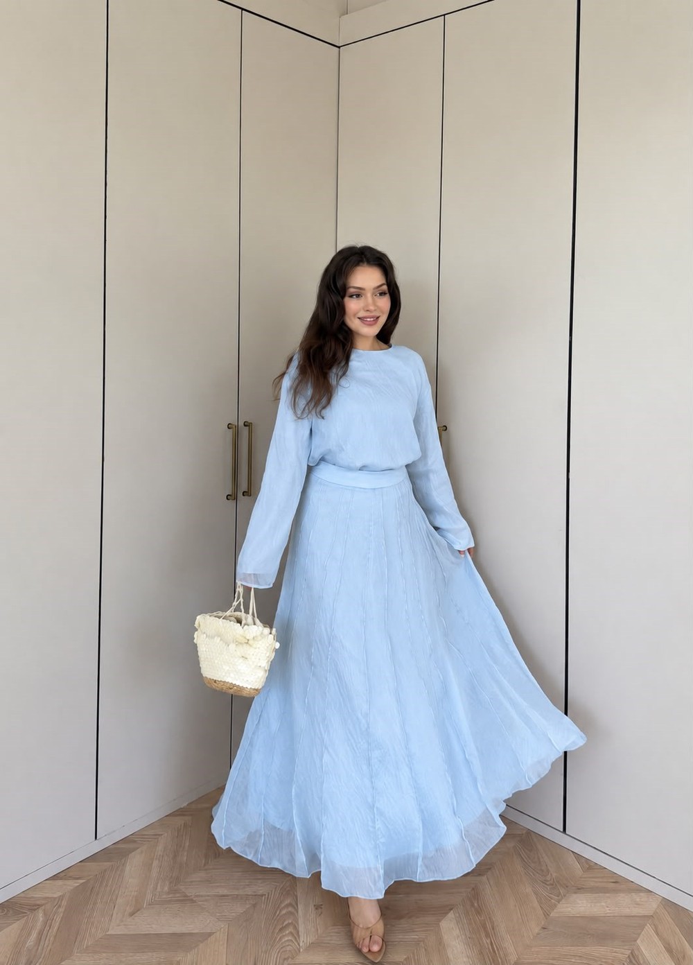 HR-1339H&R ButikTb - 3347 Eylül vual Etekli Takım Bebe Mavi