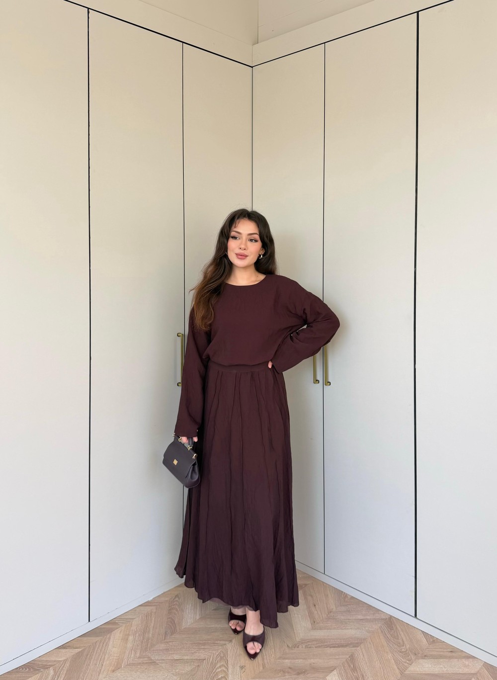 HR-1339H&R ButikTb - 3347 Eylül vual Etekli Takım Mürdüm