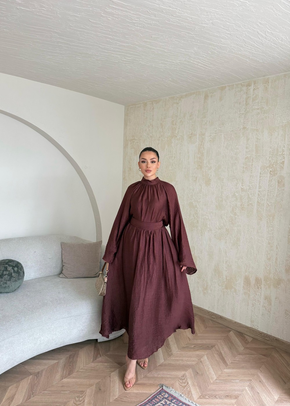 HR-0837H&R ButikTB - Asni Etekli Takım Bordo