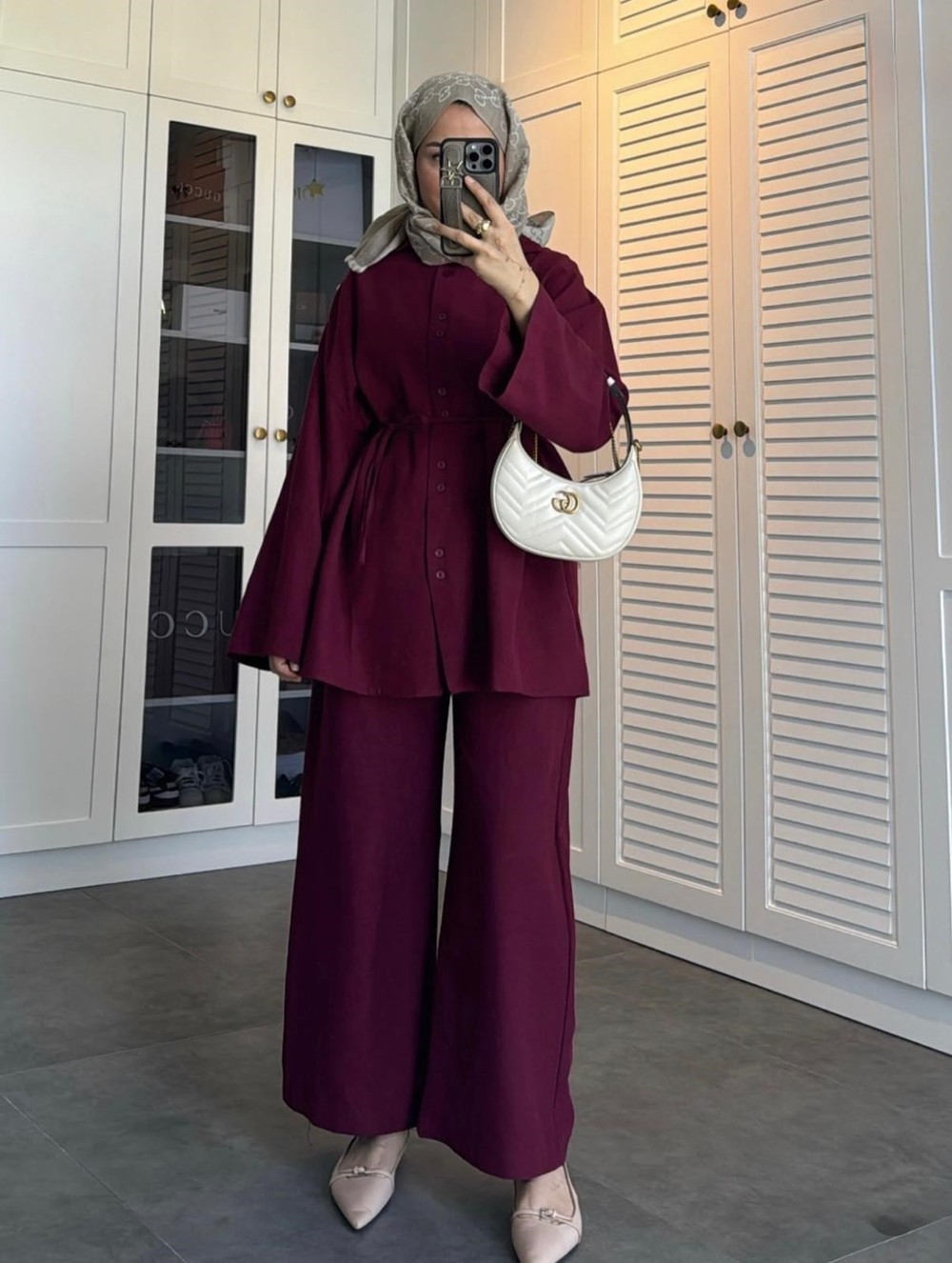 HR-1168H&R ButikTB - Rinal Keten Takım Bordo