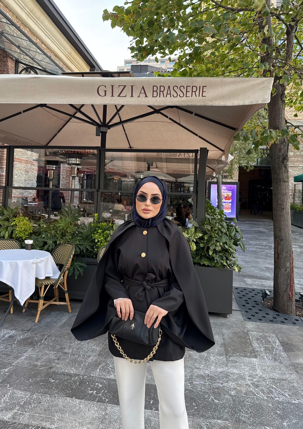 TRNCKT-004H&R ButikMera Yarasa Detaylı Trenç Siyah