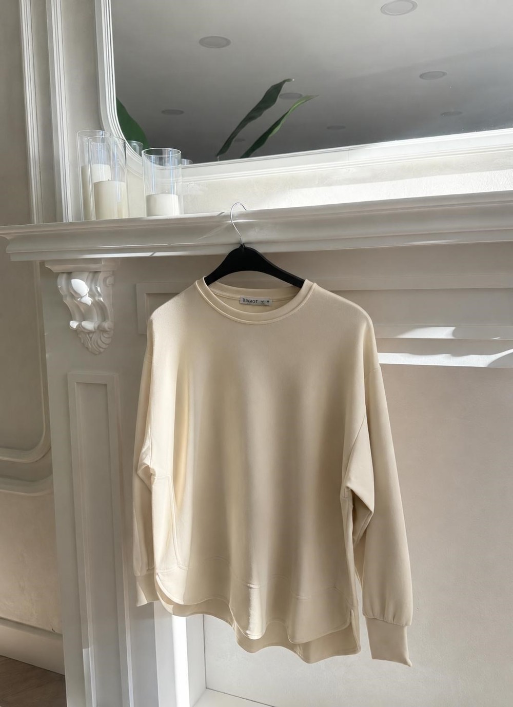 HR-1416H&R ButikKiw- Yan Detaylı Oysh Tunik Krem