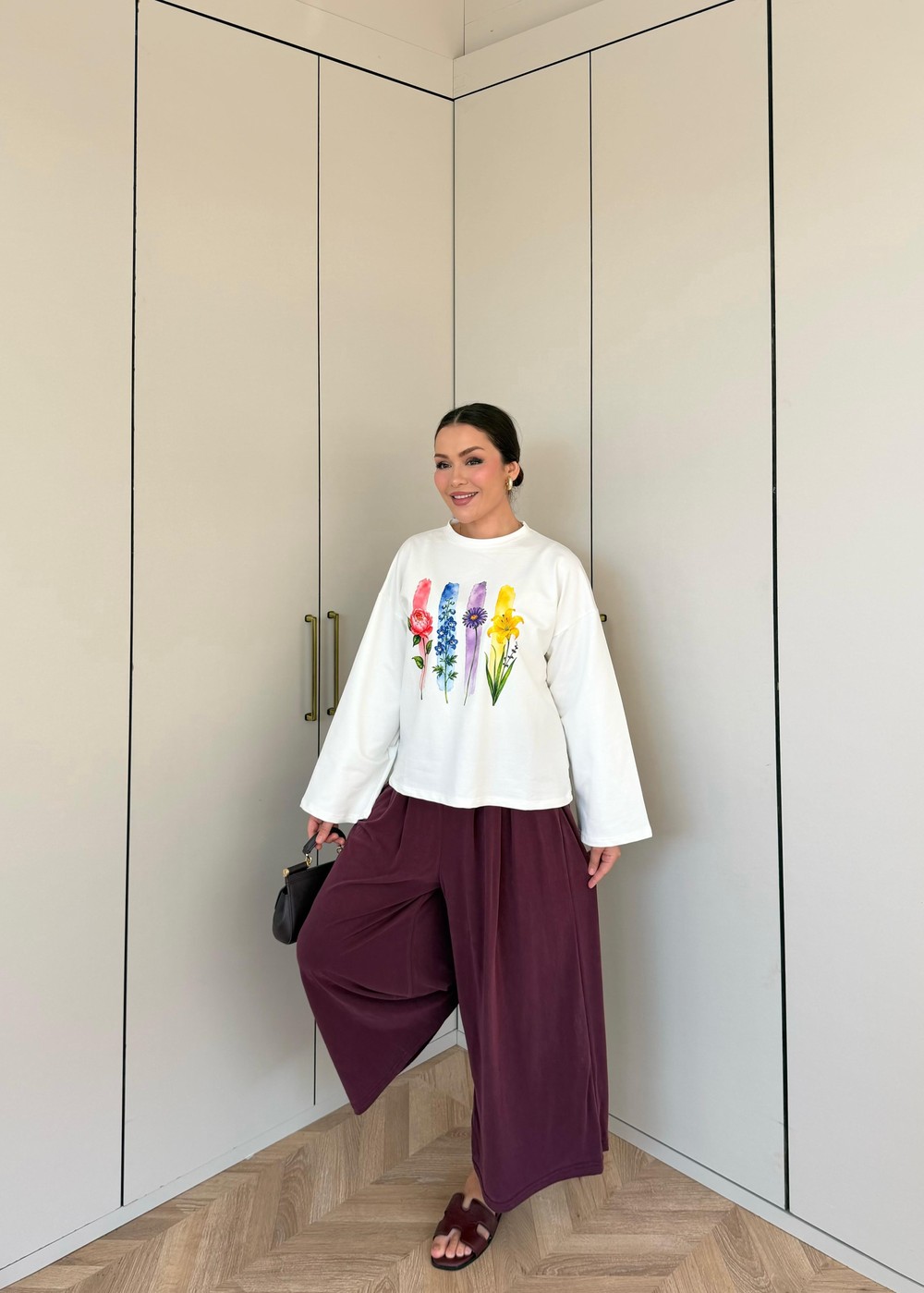 HR-2812H&R ButikMıs- Alisa Ön Desenli Tunik Çiçek Desen