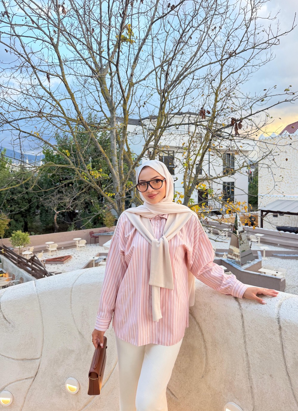 HR-3058H&R ButikNG-Cena Atkı Detaylı Tunik Pembe