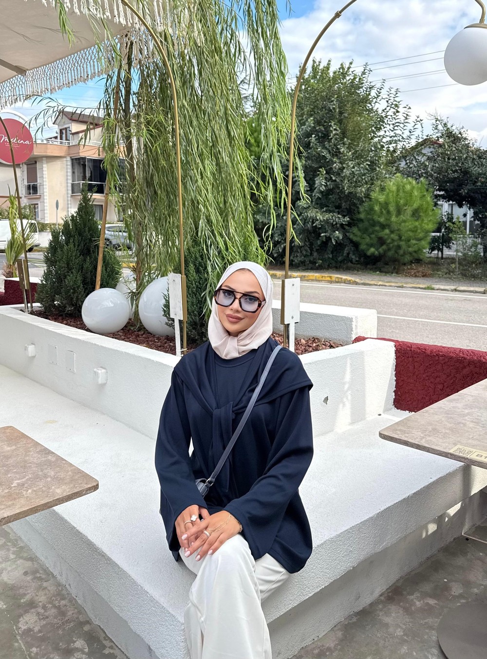 HR-3031H&R ButikTB- Erla Omuz Atkılı Tunik Antrasit
