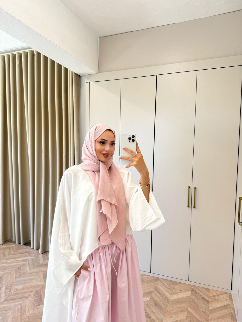 HR-1409H&R ButikTB4506- Gale Midi Modal Tunik Beyaz