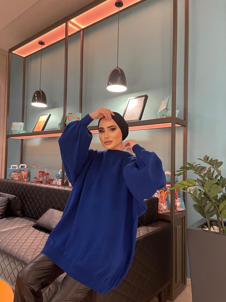 553H&R ButikBalon Kol Kazak Saks