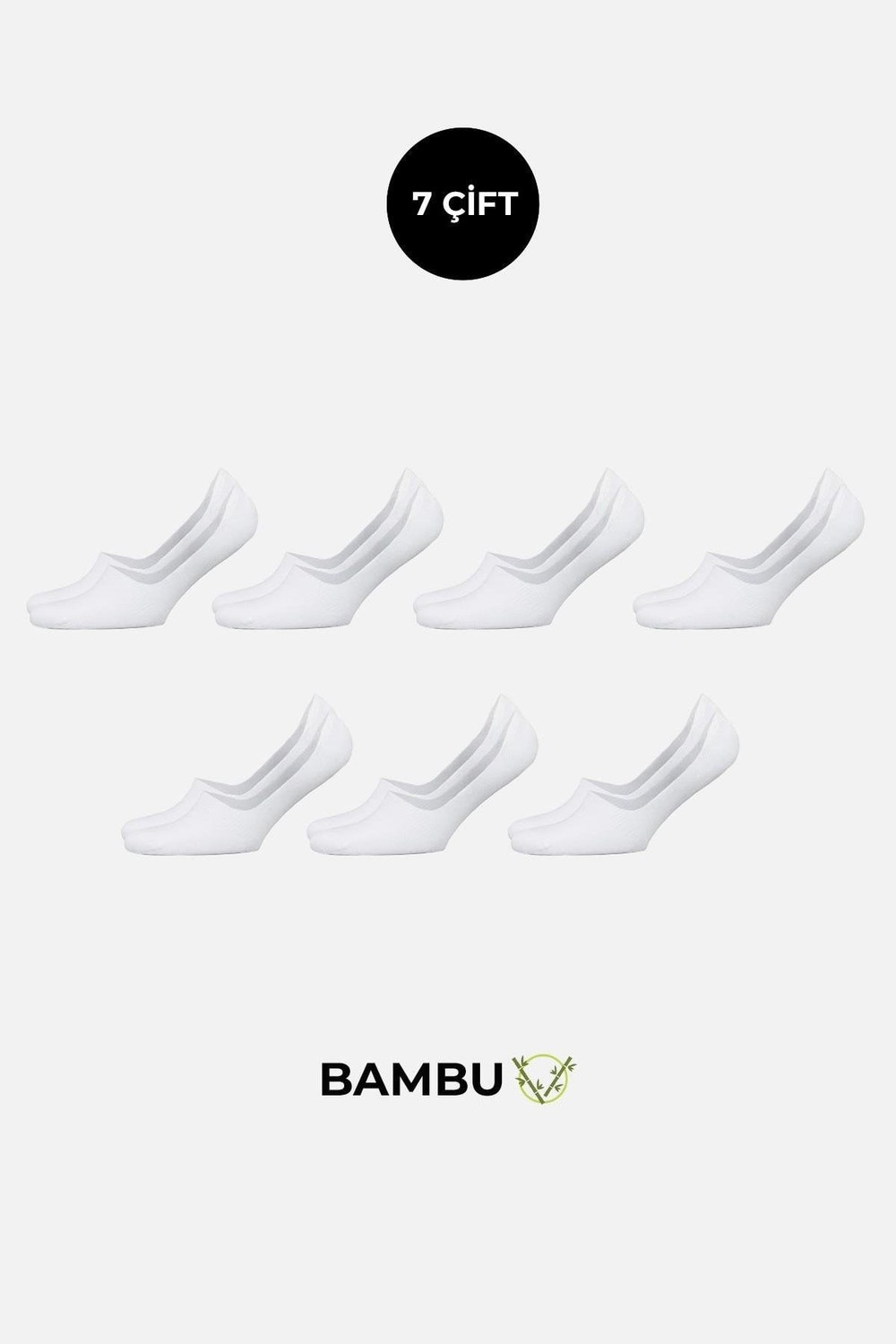 BAMBU Kadın Kutulu 7 Çift Babet Çorap Beyaz