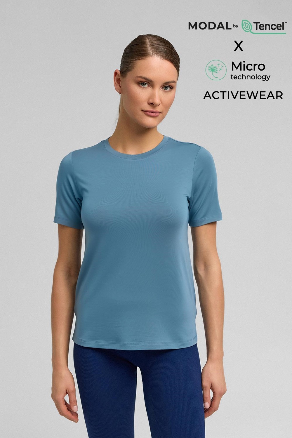 Kadın Activewear Zeta Modal by Tencel Tişört Mavi