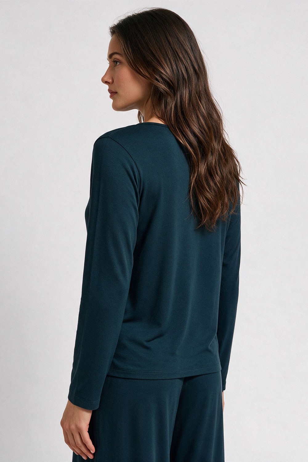 Kadın Örme T-shirt Geniş Paça Pantolon İkili Takım Antrasit