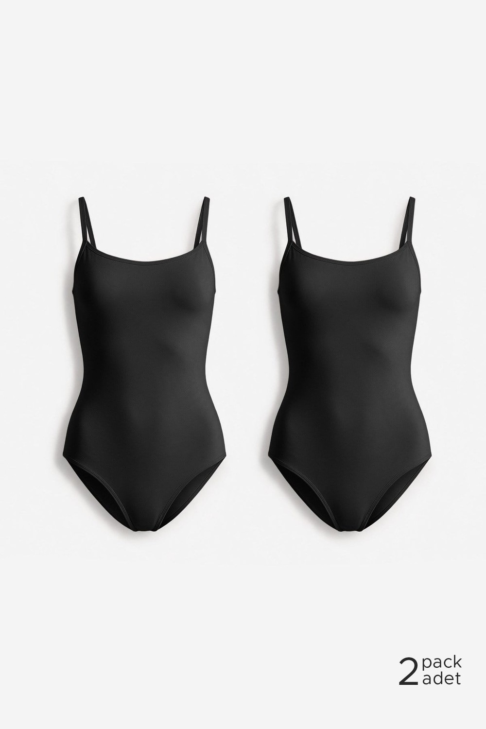 Kadın Pamuklu İkili İnce Askılı Çıtçıtlı Bodysuit Basic Atlet Siyah
