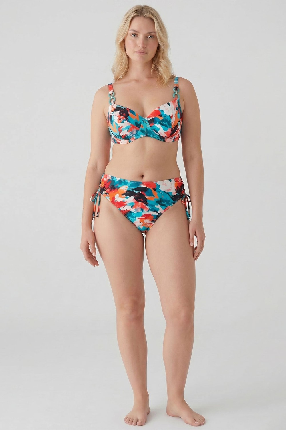Mısırlı Aksesuarlı Balenli Büyük Beden Bikini Takım Çok Renkli