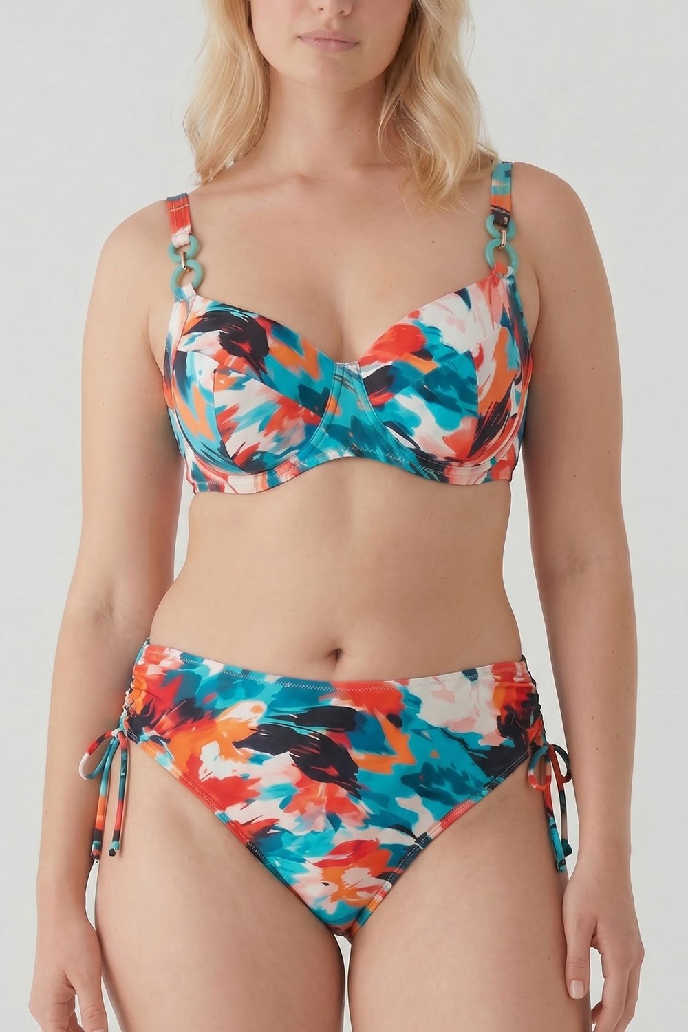 Mısırlı Aksesuarlı Balenli Büyük Beden Bikini Takım Çok Renkli