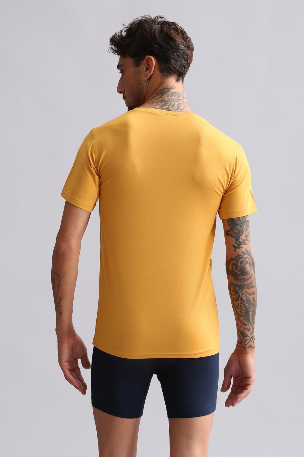 Mısırlı BAMBU HERCULES Slim Fit Bisiklet Yaka Fanila / T-Shirt Hardal