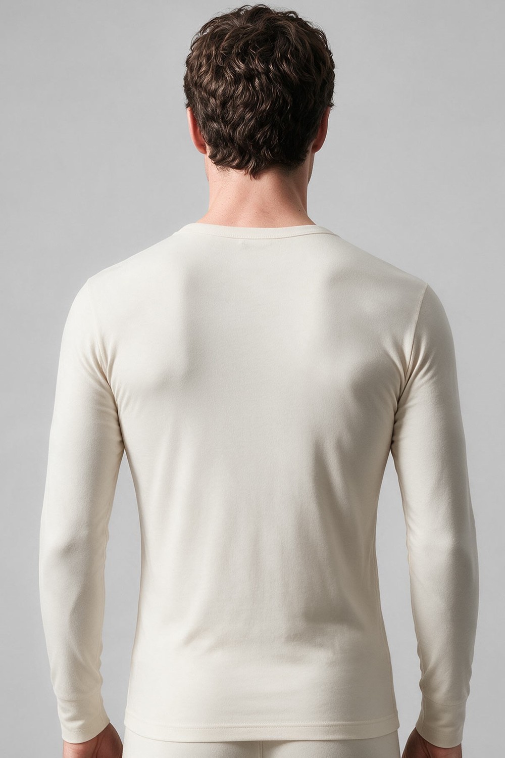 Mısırlı BAMBU TERMAL Bisiklet Yaka Uzun Kollu Fanila / Sweatshirt Ekru