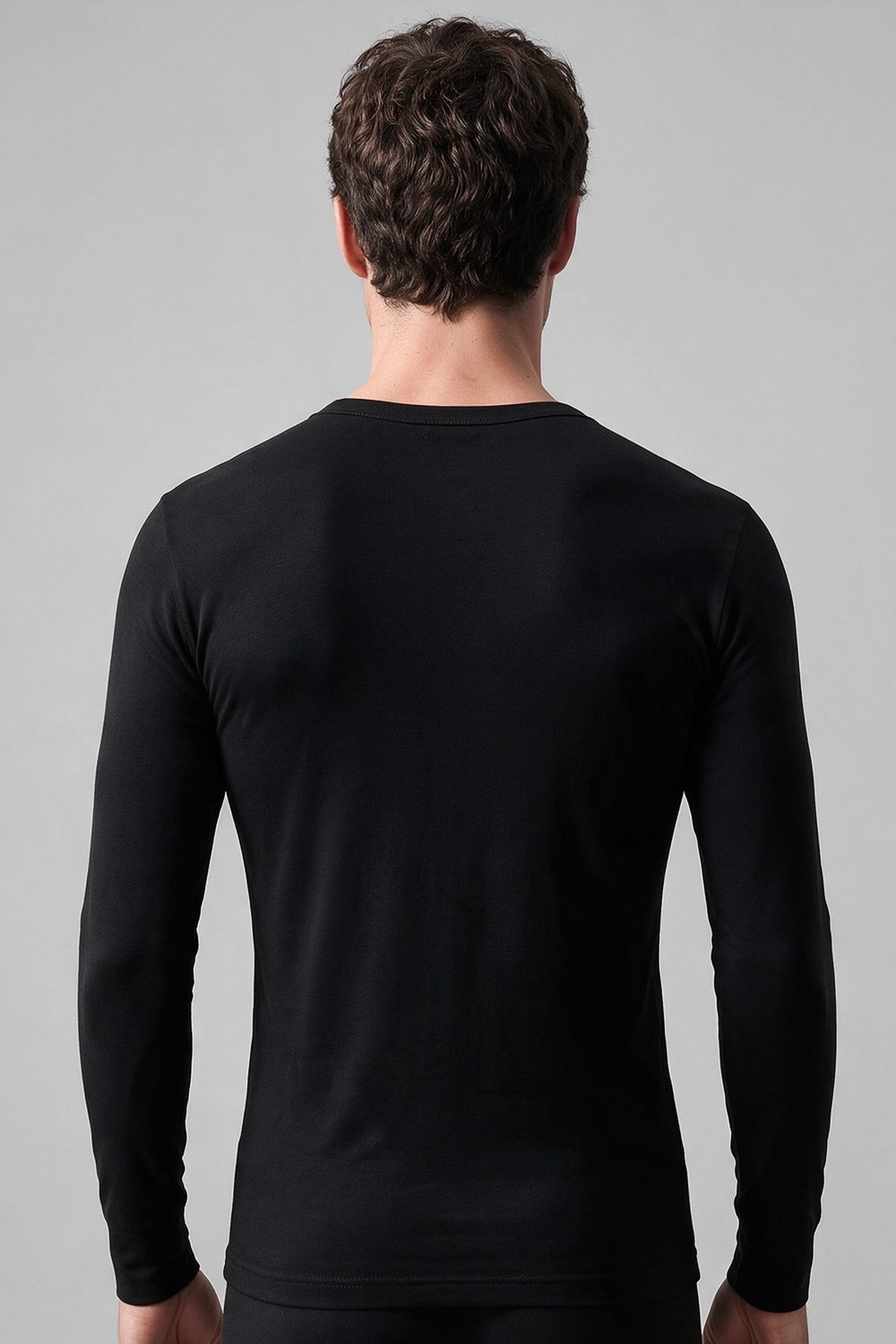 Mısırlı BAMBU TERMAL Bisiklet Yaka Uzun Kollu Fanila / Sweatshirt Siyah