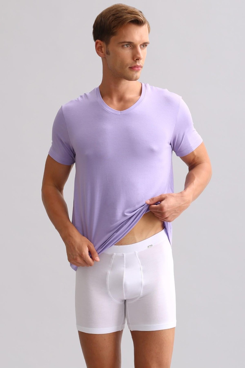 Mısırlı BAMBU ZEUS LUXURY Regular Fit V Yaka Fanila / T-Shirt Mor
