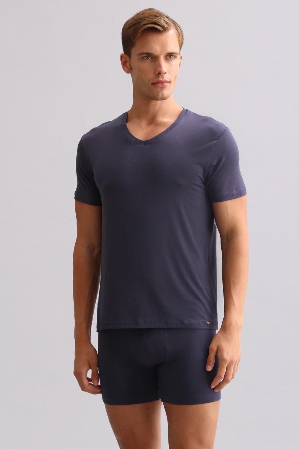 Mısırlı BAMBU ZEUS LUXURY Regular Fit V Yaka Fanila / T-Shirt Antrasit
