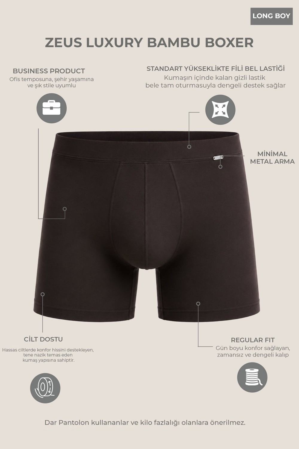 Mısırlı BAMBU ZEUS LUXURY Regular Fit Metal Armalı Long Boxer Lacivert
