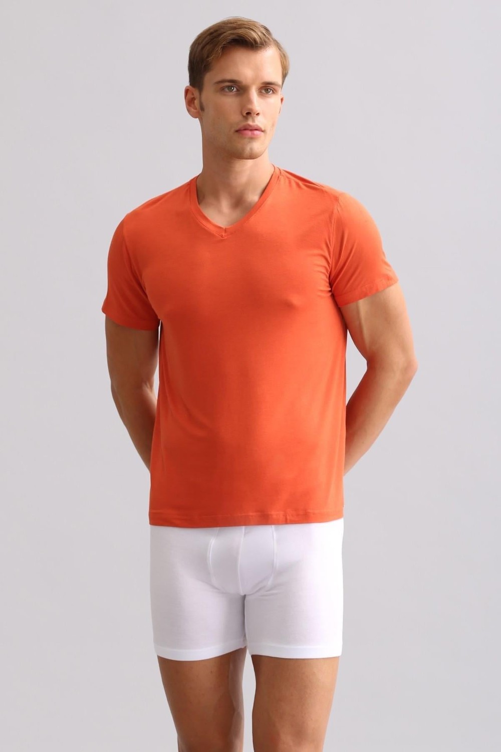 Mısırlı BAMBU ZEUS LUXURY Regular Fit V Yaka Fanila / T-Shirt Pas Kırmızı