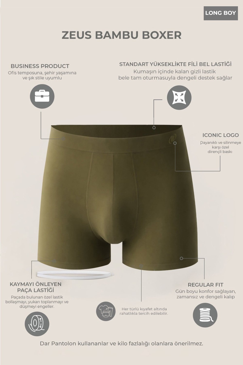Mısırlı BAMBU ZEUS Regular Fit Long Boxer Siyah