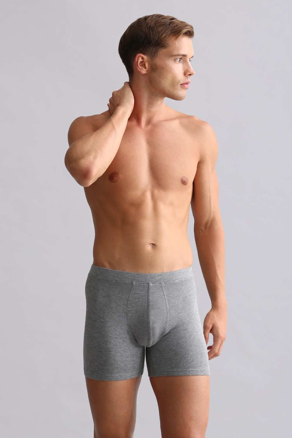 Mısırlı BAMBU ZEUS Regular Fit Long Boxer Gri Melanj