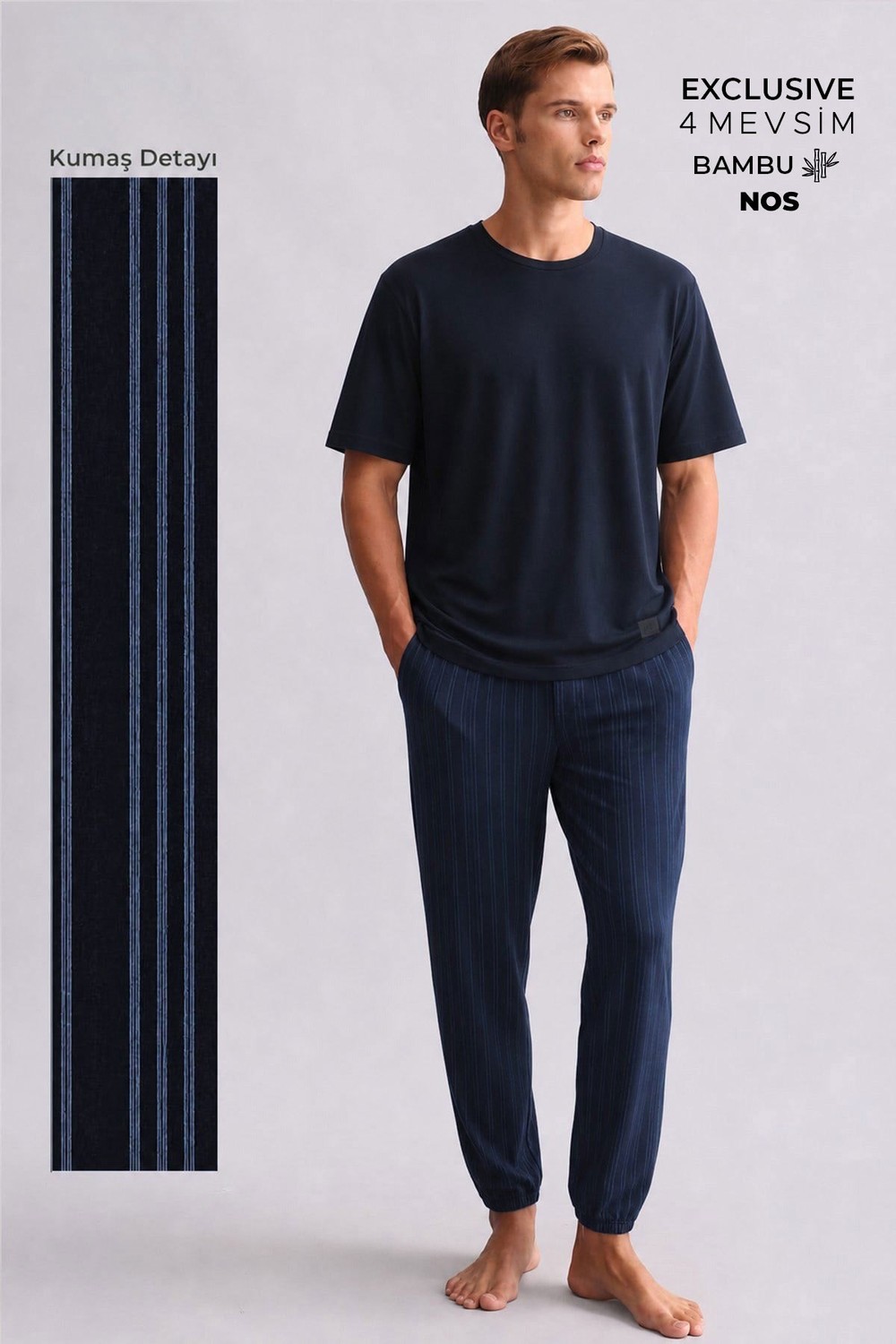 Mısırlı Erkek Bambu Jogger Pantolon Lacivert