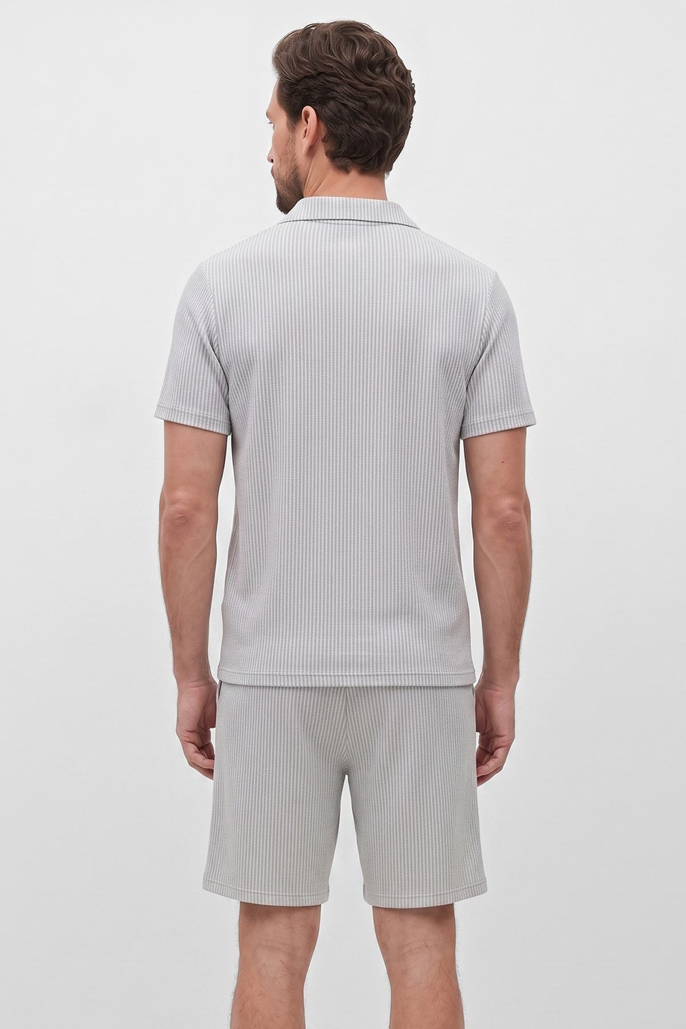 Mısırlı Erkek Jakarlı İnterlok Regular Fit Polo Tshirt Sort Takım Gri