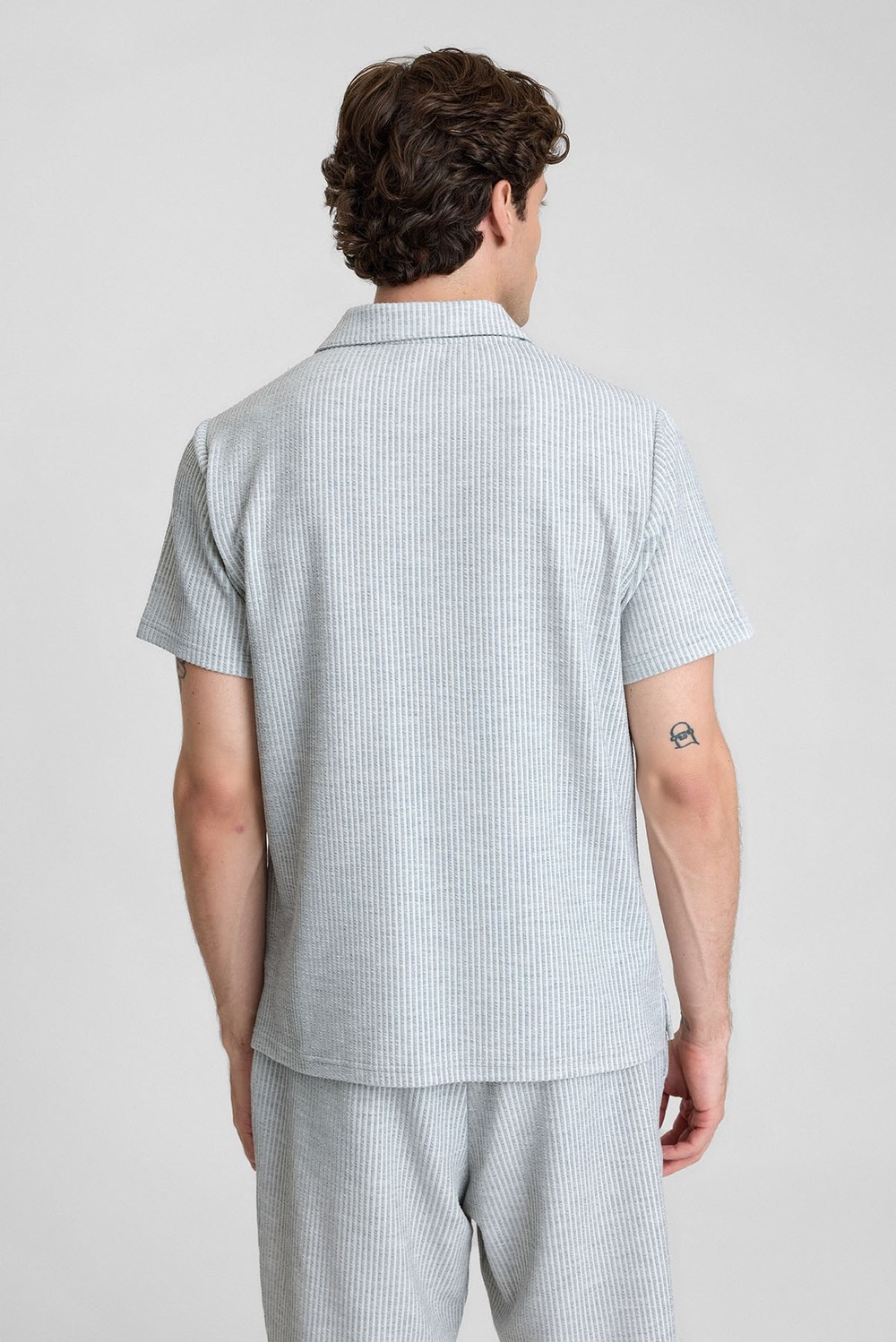 Mısırlı Erkek Jakarlı İnterlok Viskon Polo Yaka T-shirt Gri