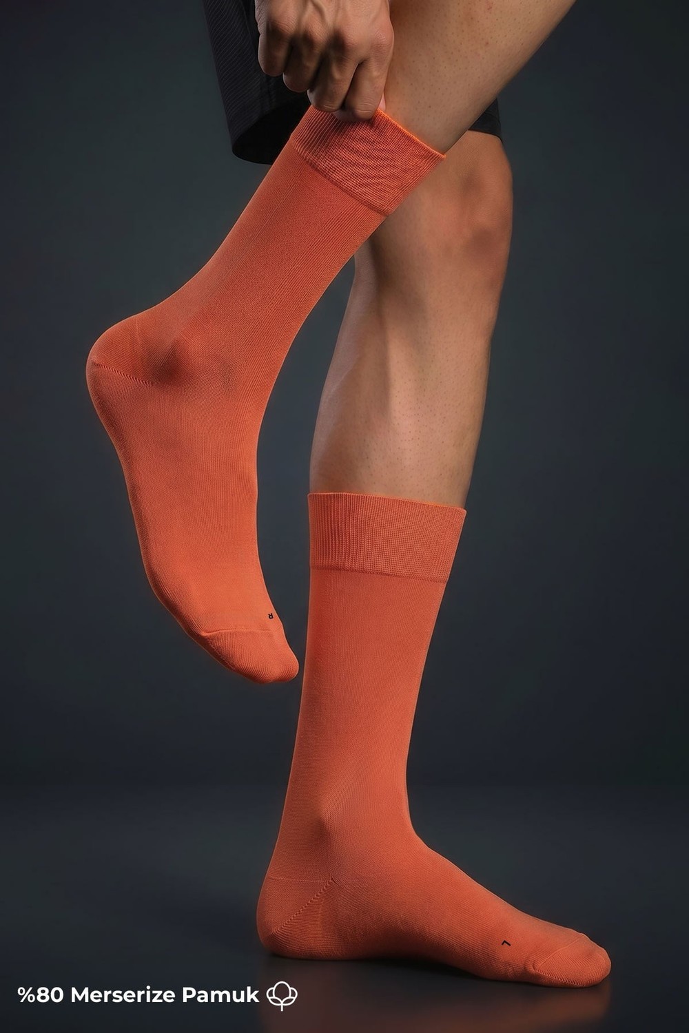 Mısırlı Erkek Merserize Ergonomik Soket Çorap Likralı Pas Kırmızısı