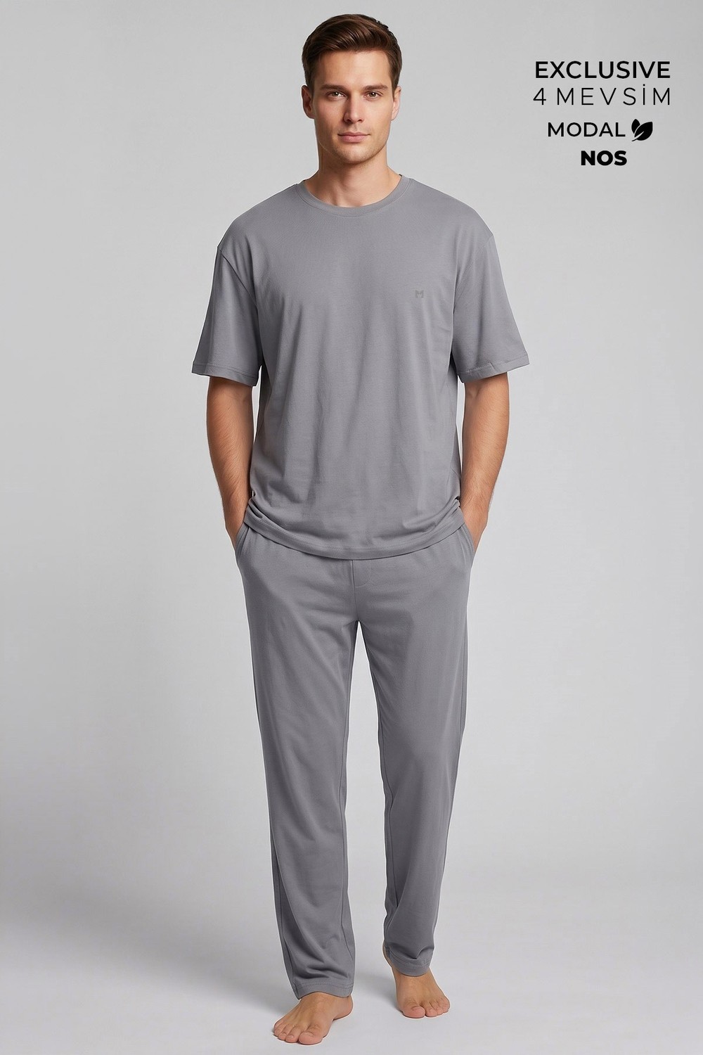 Mısırlı Erkek Modal Karışımlı Pijama Takım Gri