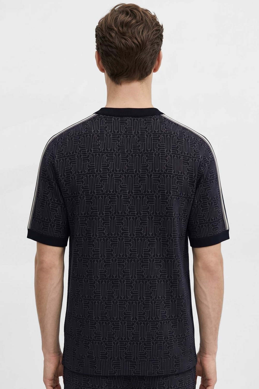 Mısırlı Erkek Monogram Tiktak Detaylı T-shirt Siyah