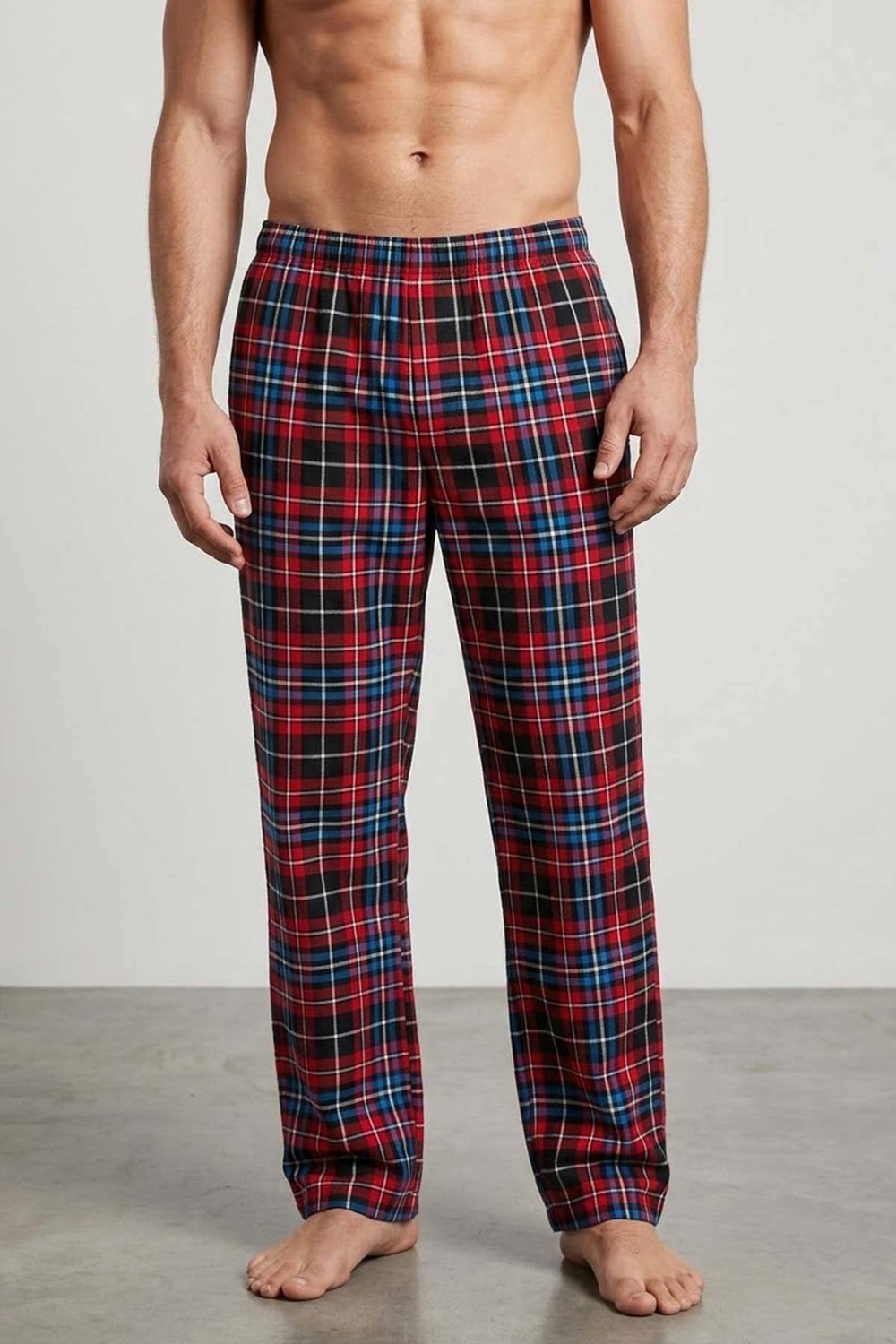 Mısırlı Erkek Pamuk Ekoseli Alt Pijama Kırmızı