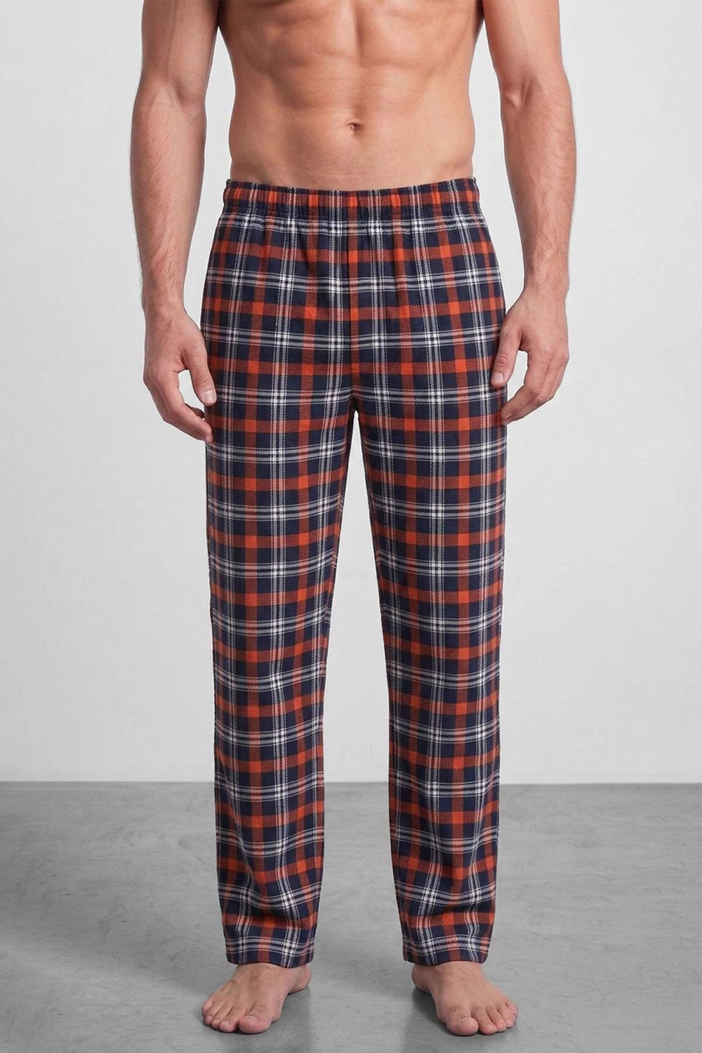 Mısırlı Erkek Pamuk Ekoseli Alt Pijama Oranj
